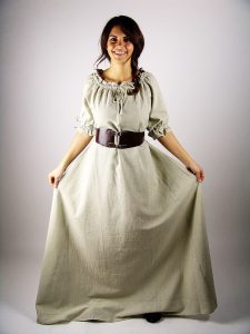 Mittelalterkleid in Hanffarbe