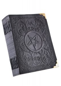 Middeleeuws Leren Notitieboek - Dagboek Groot met Pentagram in zwart