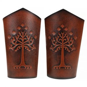 Leren Polsbeschermers-Bracers met het reliëf van de Tree of Gondor van Lord Of The Rings in het Rood!