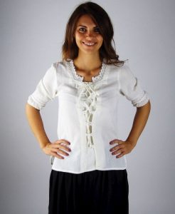 ​​Middeleeuwse Dames Blouse​ in Wit, (Uitverkoop)