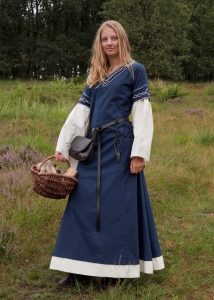 Mittelalterkleid in Blau-Natur, 12Jh.