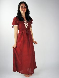 Mittelalterkleid in Rot/Natur