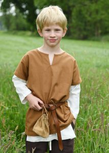 Kinderen Middeleeuws - Viking Tuniek, korte mouwen, beige-bruin