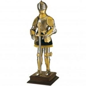 Miniatur ​Goldener Ritter in Rüstung mit Schwert, 61cm