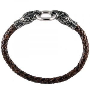 Wikinger Lederarmband Odins Raben in Leder mit Schmuckzinn