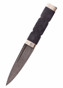 Middeleeuwse Sgian Dubh Mes van Damaststaal met Schede