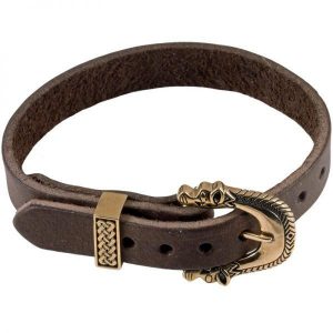 Viking Armband Leder met Bronzen Gesp