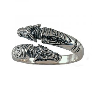 Viking Drakenkoppen Ring Zilver (925er) Groot