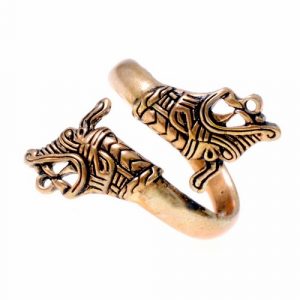 Viking Haithubu Drakenkop Ring Brons