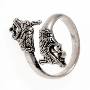 Viking Haithabu Drakenkop Ring Verzilvert