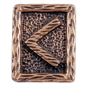 Wikinger Kenaz-Rune, diese Rune steht für die Buchstaben K und heißt im altnordischen “Kien=Span” sie ist die Rune des Feuers und steht für Erneuerung