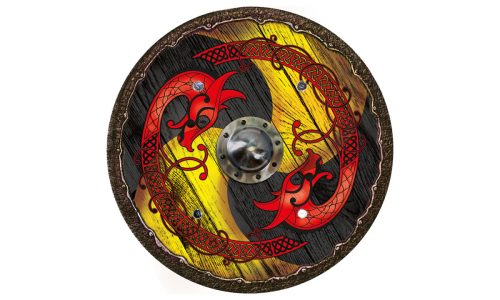 Wikinger Drachen Schild Schwarz-Gelb