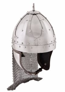 Spangenhelm mit Wangenklappen und Kettenbrünne 5-6Jh. in M und L