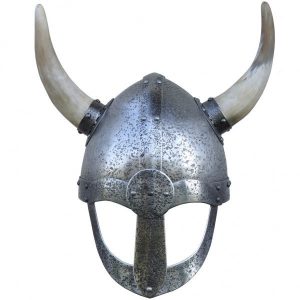 ​Vikinghelm met hoorns in patina met leder binnenhelm( AANBIEDING )