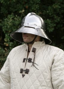 Mittelalter Langer Gambeson aus Baumwolle mit Wollfüllung, naturfarbe