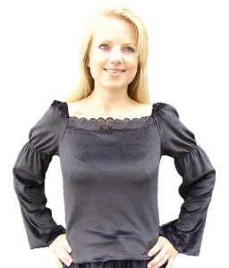 Middeleeuwse Dames Blouse in Zwart