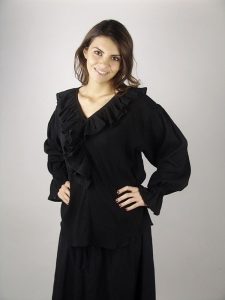 Middeleeuwse Dames Blouse in Zwart