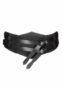 Brede leren riem, dubbele riem met gevlochten zoom, unisex, zwart, verschillende maten