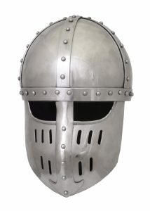 Hochmittelalter Spangenhelm mit Gesichtsplatte in M und L.