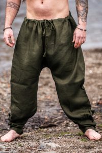 Viking Rus broek in 100% linnen in Olijf groene kleur