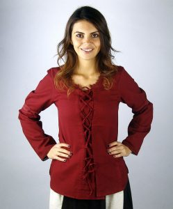 ​Middeleeuwse Dames Blouse in Rood