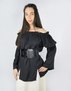 Middeleeuwse Dames Blouse in Zwart