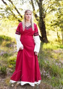 Mittelalterkleid Alvina, rot/natur