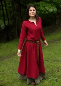 Mittelalter Uberkleid in Dunkelrot/Braun