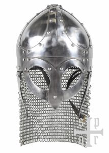 ​Wikinger Brillenhelm, 2 mm Stahl, mit Kettenbrünne und Wangenklappen