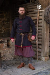 Rus Viking Kaftan/Mantel Jakub in zwart/Bordeaux