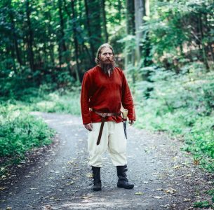 Viking Blouse - Tuniek, met Lange Mouw in Rood