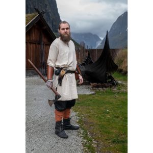 ​Viking Tuniek, Katoen in Natuurkleur met Stiksels