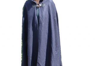 Mittelalter Cape in Grau, Wolle mit Metallspange, 160 cm