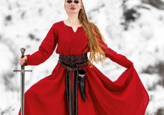 Wikinger Kleid "Anna" Rot in 100% Leinen