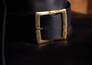 Mittelalter Musketier Hut von Leder in Schwarz