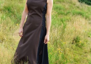 Mittelalterkleid Ärmelloses, braun/schwarz