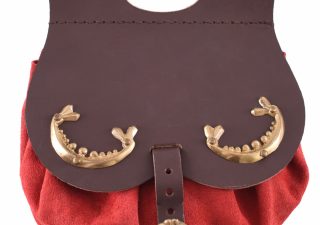 ​​Mittelalterliche Gürteltasche aus Leder in Rot