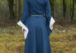 Mittelalterkleid mit Höllenfenstern, Blau/Natur 11Jh-13Jh.