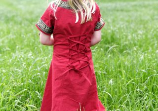 ​Kinder Mittelalterkleid, kurzarm, rot/schwarz