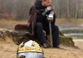 Helm von Robert Bruce, Mittelalter-Beckenhaube mit Brünne, 1,6 mm Stahl, 14Jh.-15Jh.