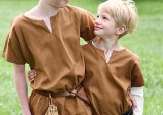 Kinderen Middeleeuws - Viking Tuniek, korte mouwen, beige-bruin