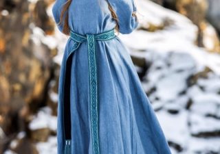 Wikinger Kleid Leinen "Anna" in Taubenblau