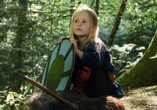 ​Viking Kinder Beenwikkel set Visgraad Patroon in Rood​