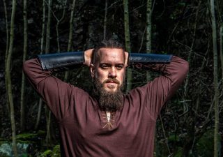 Viking Tuniek, Katoen in Bruin met Stiksels