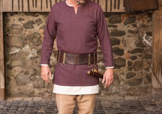 Viking Tuniek, Visgraat Tyr van Wol in Bordeaux/Grijs