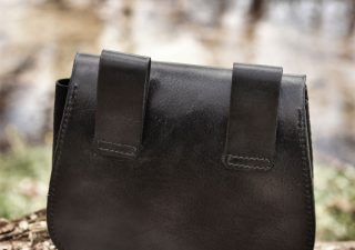 Wikinger ​Gürteltasche mit Thorshammer Prägung, Leder, in Schwarz