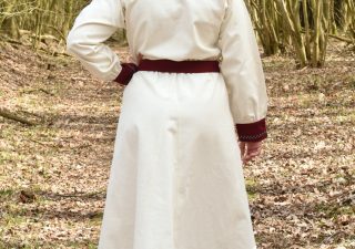 Wikinger Kleid, natur/weinrot aus den 9Jh. bis 10Jh.