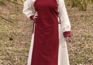 Wikinger Kleid, natur/weinrot aus den 9Jh. bis 10Jh.