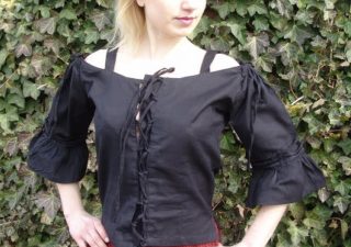 ​​Middeleeuwse Dames Blouse in Zwart