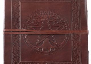 Middeleeuws Leren Notitieboek - Dagboek Groot met Pentagram in Bruin